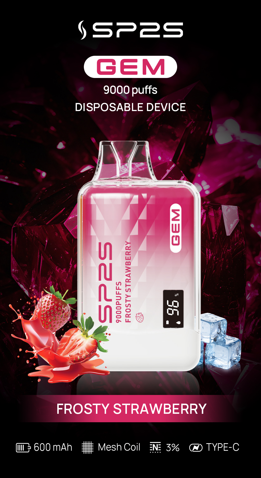 新品上市 思博瑞Sp2s GEM 9000口一次性電子煙 拋棄式煙彈:圖片 3